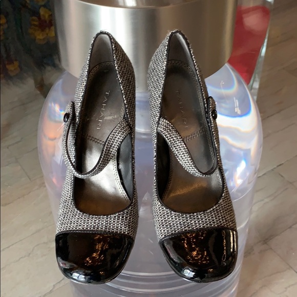 Elie Tahari Patent Leather & Fabric Pumps - Picture 3 of 8